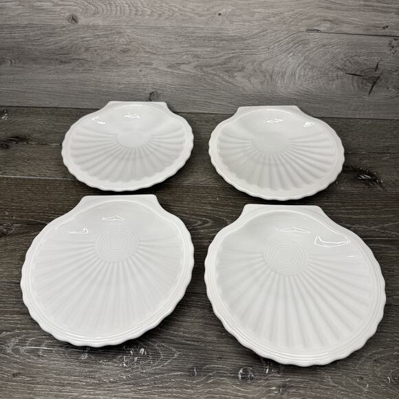 Fiesta Ware Sea Shell Dish Decorative Plate White Fiesta USA 8.25”~Set Of 4 - Picture 1 of 8